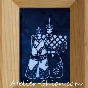 藍染ポストカード額「ひな紋」