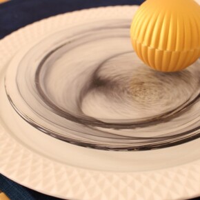 墨流し ガラス皿(墨・雲竜)