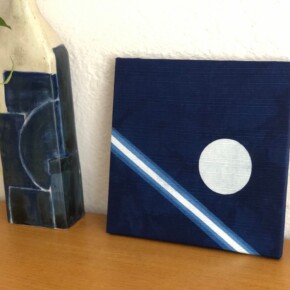 藍染ファブリックパネル「丸と線」