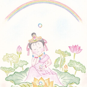 色鉛筆画「天女の夢」